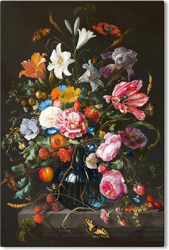 Canvas Schilderij Vaas met bloemen - Jan Davidsz de Heem - 60x90 cm