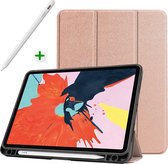 Case2go - Tablethoes en Active stylus Pen geschikt voor iPad Air 10.9 2020/2022 - 10.9 inch - iPad Hoesje met stylus pen houder en Active Stylus - Rosé Goud