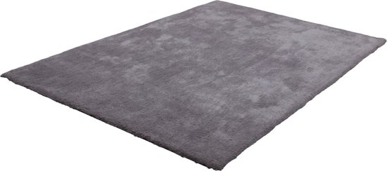 Lalee Velvet-vloerkleed- uni- effen- tapijt- shaggy- hoogpolig- karpet 200x290 cm zilver