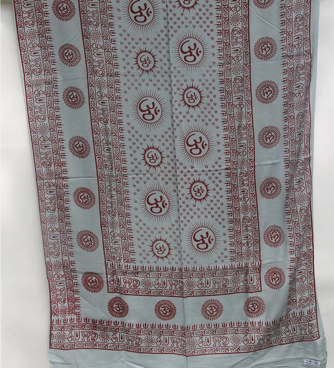 Meditatie omslagdoek met mantra Om, XL, 220 x 106 cm, grijs