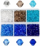 Fako Bijoux® - DIY Perles Set - Perles de Glas Facettes - Fabrication de Bijoux - 4 mm - 600 pièces - Ocean