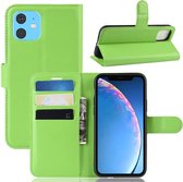 Klassevolle lederen bookcase met kaartgleuven iPhone 11 - groen