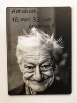 Tekstbord-(wens)kaart hout Abraham 18 met 32 jaar ervaring