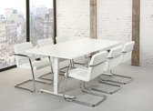 Rechthoekige vergadertafel Teez design 200x100cm bladkleur Halifax Eiken framekleur Wit (RAL9010)