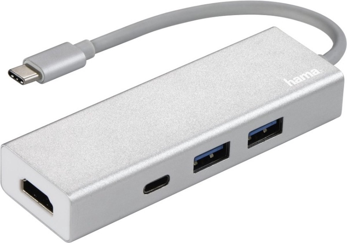 Hama USB-3.1-Type-C-hub 1:3 Aluminium 2x USB-A USB-C HDMI™,bus-powered