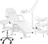 MBS Behandelstoel volledige set - Professioneel - Manicure - Pedicure - Gezichtsbehandeling - wit - Incl. Hoes - Loeplamp - tafel - kruk(2)