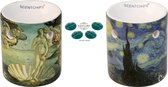 Scentchips brander Oude Meesters Vincent van Gogh Sterrennacht & Botticelli Venus - Keramiek - Inclusief 16 geurchips