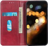 OnePlus 8T Book Case Hoesje Litchi Skin Wallet Rood
