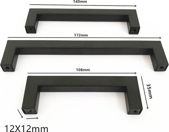 RVS handgreep zwart | Keukengreep, meubelgreep & deurgreep | 96–320 mm