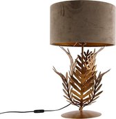 QAZQA botanica - Landelijke Tafellamp met kap - 1 lichts - H 60 cm - Taupe - Woonkamer | Slaapkamer