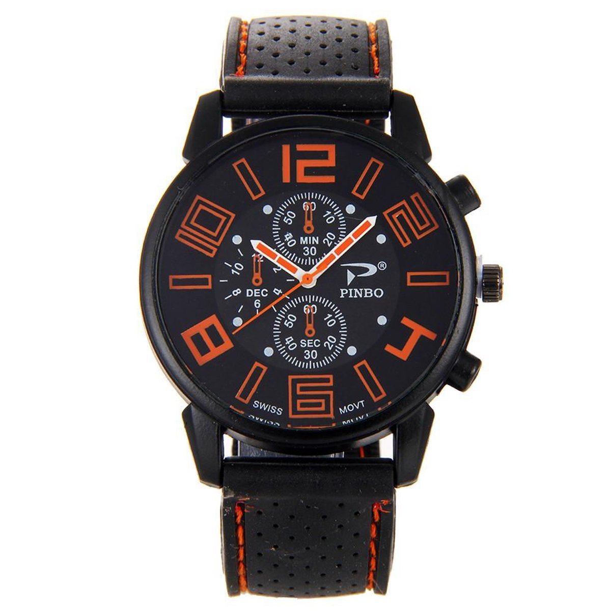 Fako® - Herenhorloge - Pinbo - GT Deluxe - Oranje