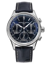 Frédérique Constant Flyback FC-760N4H6 Horloge - Leer - Blauw - Ø 42 mm