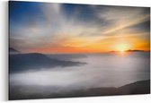 Schilderij - Zonsondergang Japan — 90x60 cm