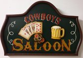 Cowboy Saloon Poker Bierpul Pubbord van hout  WANDBORD - MUURPLAAT - VINTAGE - WANDPANEEL -SCHILDERIJ -RETRO - HORECA- BORD-WANDDECORATIE -TEKSTBORD - DECORATIEBORD -PUBSIGN - NOST