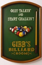 Gibb's Biljart Room Pubbord van hout  WANDBORD - MUURPLAAT - VINTAGE - WANDPANEEL -SCHILDERIJ -RETRO - HORECA- BORD-WANDDECORATIE -TEKSTBORD - DECORATIEBORD -PUBSIGN - NOSTALGIE -C