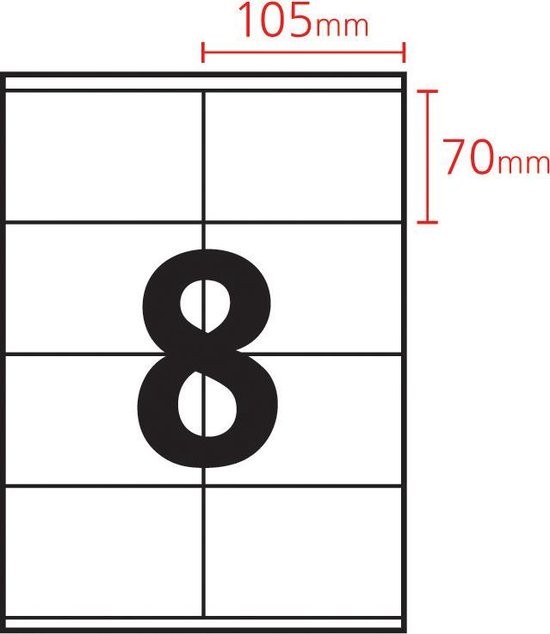 Printec Verzend etiketten 100 vel 105x70mm 8 labels per A4 800