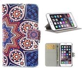 iPhone 6 6s PLUS 5.5 Hoesje Wallet Case Mozaiek Blauw