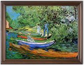 Foto in frame,   Vincent van Gogh, The Shore of the Oise in Auvers , 100x70cm ,  reproductie , multikleur .