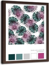 Foto in frame Bloemen en bladeren, 70x100cm, groen/paars, premium print