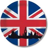 Papieren United Kingdom thema party borden 20x stuks - Union Jack vlaggen feestartikelen
