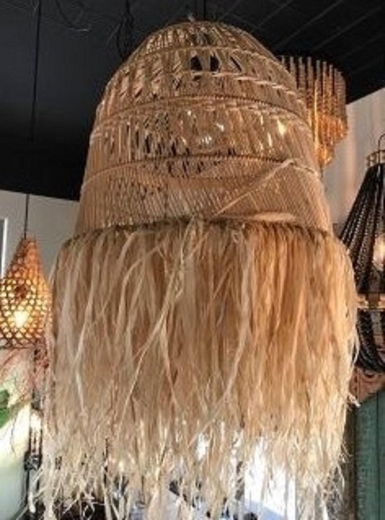 Gaan spel cafetaria Prachtige stoere rieten hanglamp gemaakt van riet in Ibiza-Boho-style |  bol.com