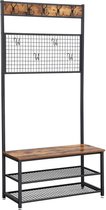 Garderoberek met Kapstok - Schoenenrek - Industrieel - Rustiek Bruin - 92 x 41.5 x 187 cm