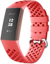 Bandje Voor Fitbit Charge 3 & 4 Sport Point Band - Rood - Maat: ML - Horlogebandje, Armband