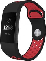 123Watches.nl Fitbit charge 3 sport band - zwart rood - ML