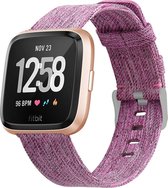 Versa Nylon Gesp Band - Maat ML - Paars - Geschikt Voor Fitbit - Horlogeband - Armband - Polsband