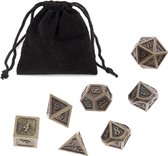 Metal Polydice set - Metalen Polyhedral dobbelstenen set 8 delig | Set van 7 dice in velours bewaarzakje / bag | dungeons and dragons dnd dice | D&D Pathfinder RPG DnD | Koper / Brons - Metaa