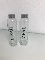 2 drinkflessen - met opdruk ''L'eau''  - 750 ml