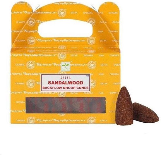 Zentana  Satya Backflow Wierook Kegels - Sandelwood - Holle Wierookkegels - 24 Stuks