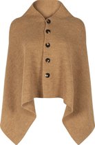 Dames poncho camel met groote knoppen