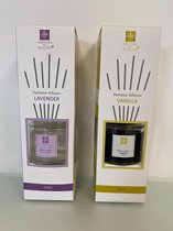 Parfum diffuser: geurstokjes voor een fris interieur - set van Twee stuks (Lavender/Vanilla)