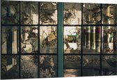 Dibond - Kapotte Ruitjes in Woning - 150x100cm Foto op Aluminium (Wanddecoratie van metaal)