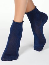 2-PAAR Glitter sokken opgerold boordje (geschenkset), blauw, Maat 38/39.
