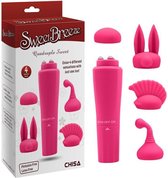 Sweet Breeze - Quadruple Sweet - Pocket Rocket Mini Vibrator - Vier Opzetstukjes - Roze