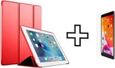 iPad hoes 2019 / iPad hoes 2020 iPad hoes én screenprotector - Tri-Fold Book Case - rood - magnetisch - automatisch aan/uit - iPad cover - screenprotector - 10.2 inch - ipad 2020 hoes - ipad 