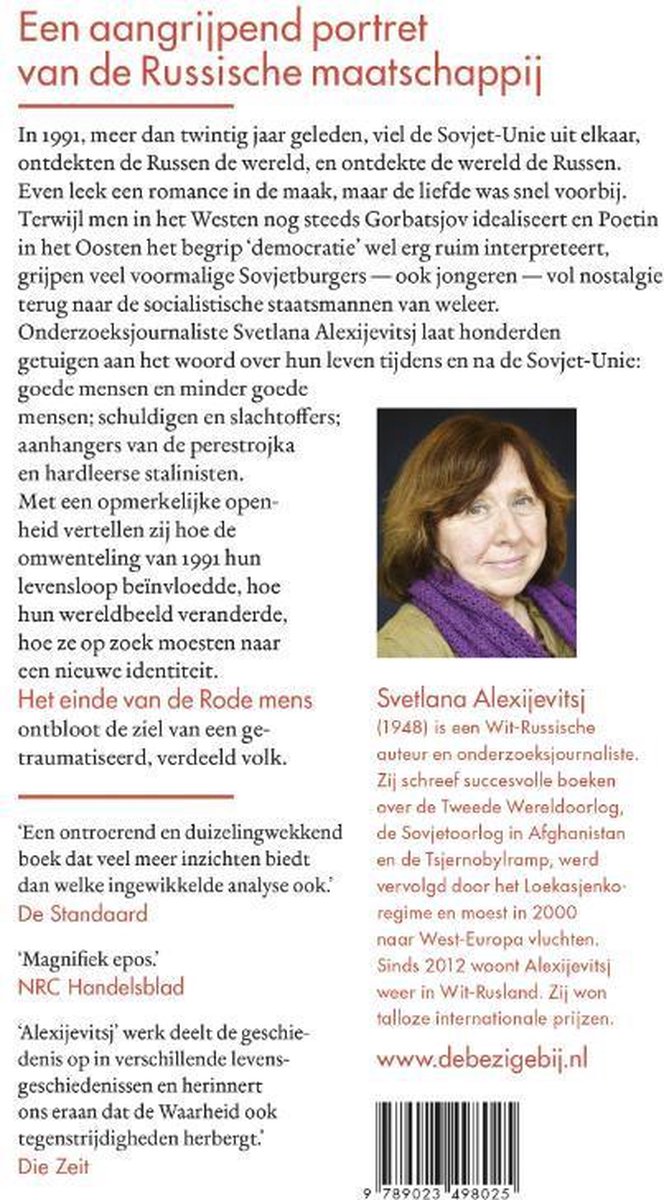 Het einde van de rode mens - back cover
