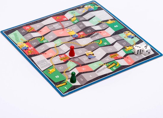 Thumbnail van een extra afbeelding van het spel Minions 4-in-1 spellendoos : bordspellen : ladderspel - molenspel - dammen - ludo (mens-erger-je-niet)