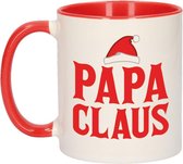 Cadeau kerstmok rood Papa Claus - 300 ml - keramiek - koffiemok / theebeker - Kerstmis - kerstcadeau papa / vader