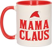 Cadeau kerstmok rood Mama Claus - 300 ml - keramiek - koffiemok / theebeker - Kerstmis - kado kerst moeder / mama