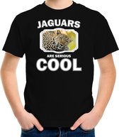 Dieren jaguars/ luipaarden t-shirt zwart kinderen - jaguars are serious cool shirt  jongens/ meisjes - cadeau shirt luipaard/ jaguars/ luipaarden liefhebber S (122-128)