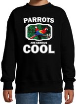 Dieren papegaaien sweater zwart kinderen - parrots are serious cool trui jongens/ meisjes - cadeau papegaai/ papegaaien liefhebber 3-4 jaar (98/104)