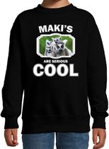 Dieren maki apen sweater zwart kinderen - makis are serious cool trui jongens/ meisjes - cadeau maki/ maki apen liefhebber 9-11 jaar (134/146)