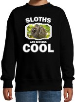 Dieren luiaards sweater zwart kinderen - sloths are serious cool trui jongens/ meisjes - cadeau luiaard/ luiaards liefhebber 3-4 jaar (98/104)