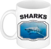 Dieren haai beker - sharks/ haaien mok wit 300 ml
