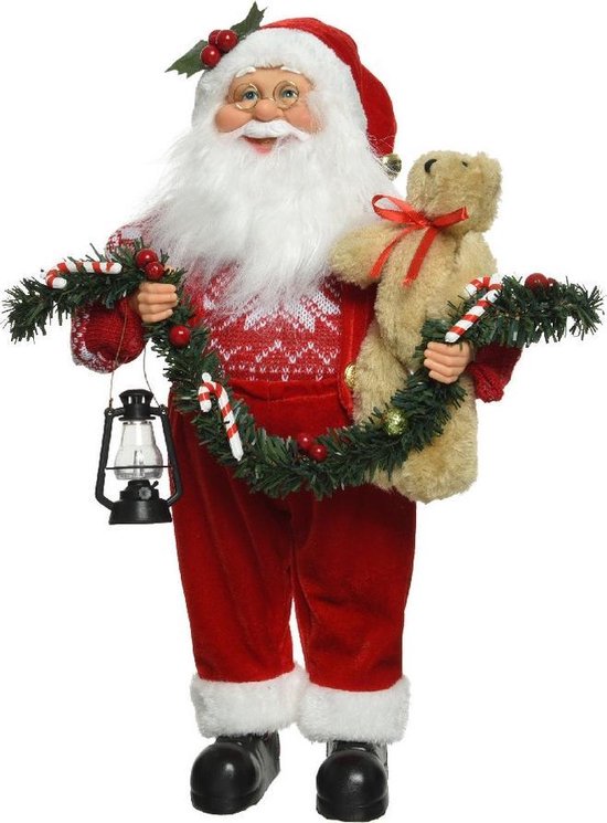 Vloeibaar telegram Reis Kerstman met guirlande decoratie pop/kerstpop beeld 60 cm - Kerst versiering /decoratie... | bol.com