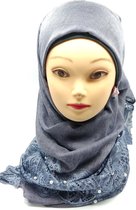 Luxe hoofddoek, blauwe hijab, sjaal.