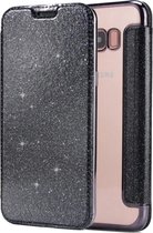 Samsung Galaxy S8 Flip Case - Zwart - Glitter - PU leer - Soft TPU - Folio